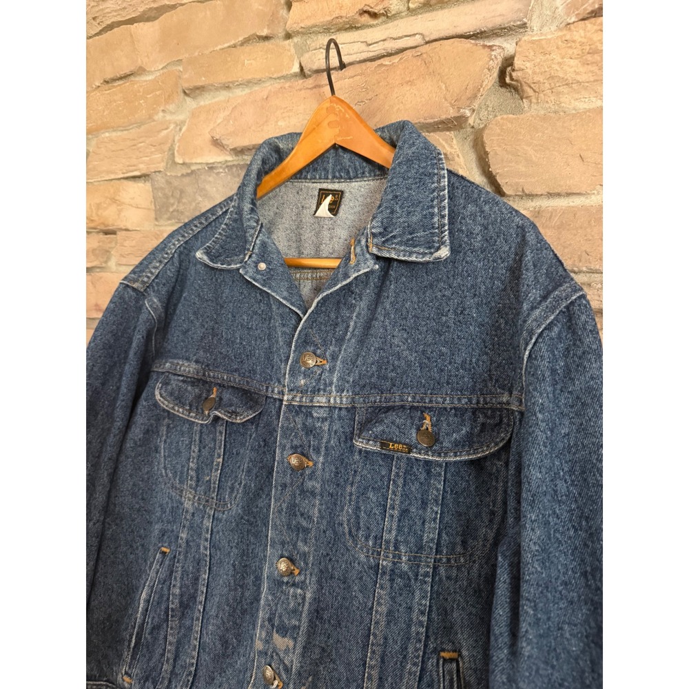 Lee Riders Vintage Denim Trucker Jacket Mens XL Medium Wash Blue USA Made FLAW - Picture 2 of 11